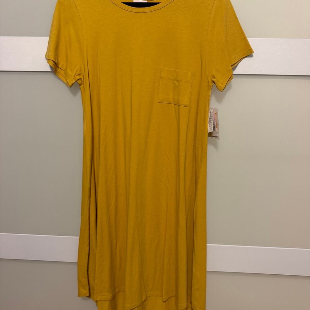 LuLaRoe Carly Dress – Women’s Medium – Mustard Yellow High-Low Swing Dress – NWT